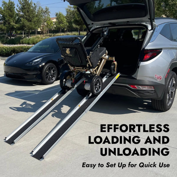 ComfyGO 8Ft Telescoping Wheelchair Ramp-Portable, Durable & Non-Slip.