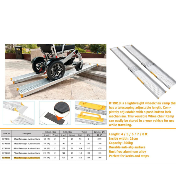 ComfyGO 8Ft Telescoping Wheelchair Ramp-Portable, Durable & Non-Slip.