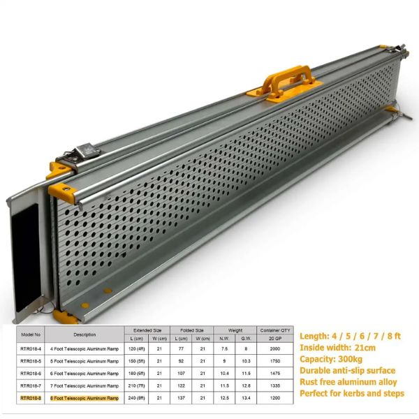 ComfyGO 8Ft Telescoping Wheelchair Ramp-Portable, Durable & Non-Slip.