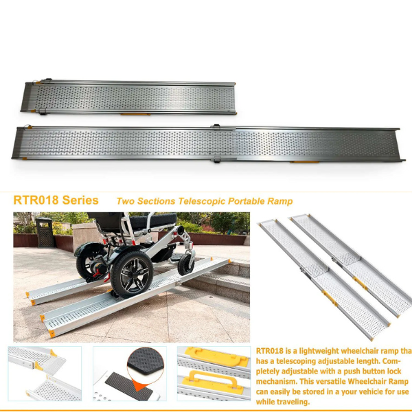 ComfyGO 8Ft Telescoping Wheelchair Ramp-Portable, Durable & Non-Slip.