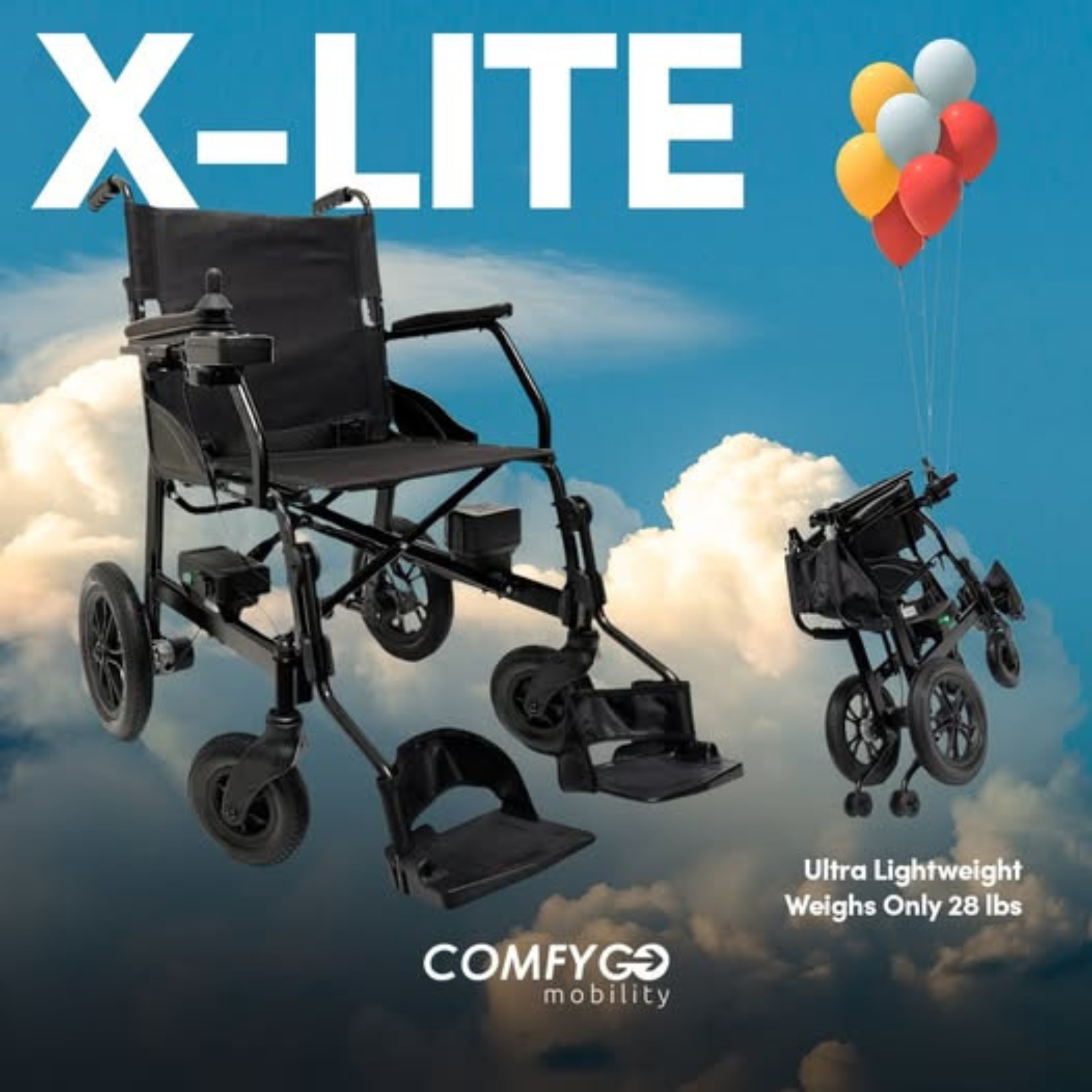 ComfyGO X-Lite 28 lb. Lightweight Manual Wheelchair Folding with Auto Detach Wheels & Replacement Parts