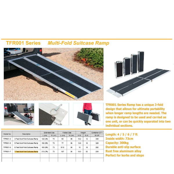 ComfyGo 7ft Suitcase Ramp Portable Non-Slip Mobility Ramp for SUVs & Vehicles