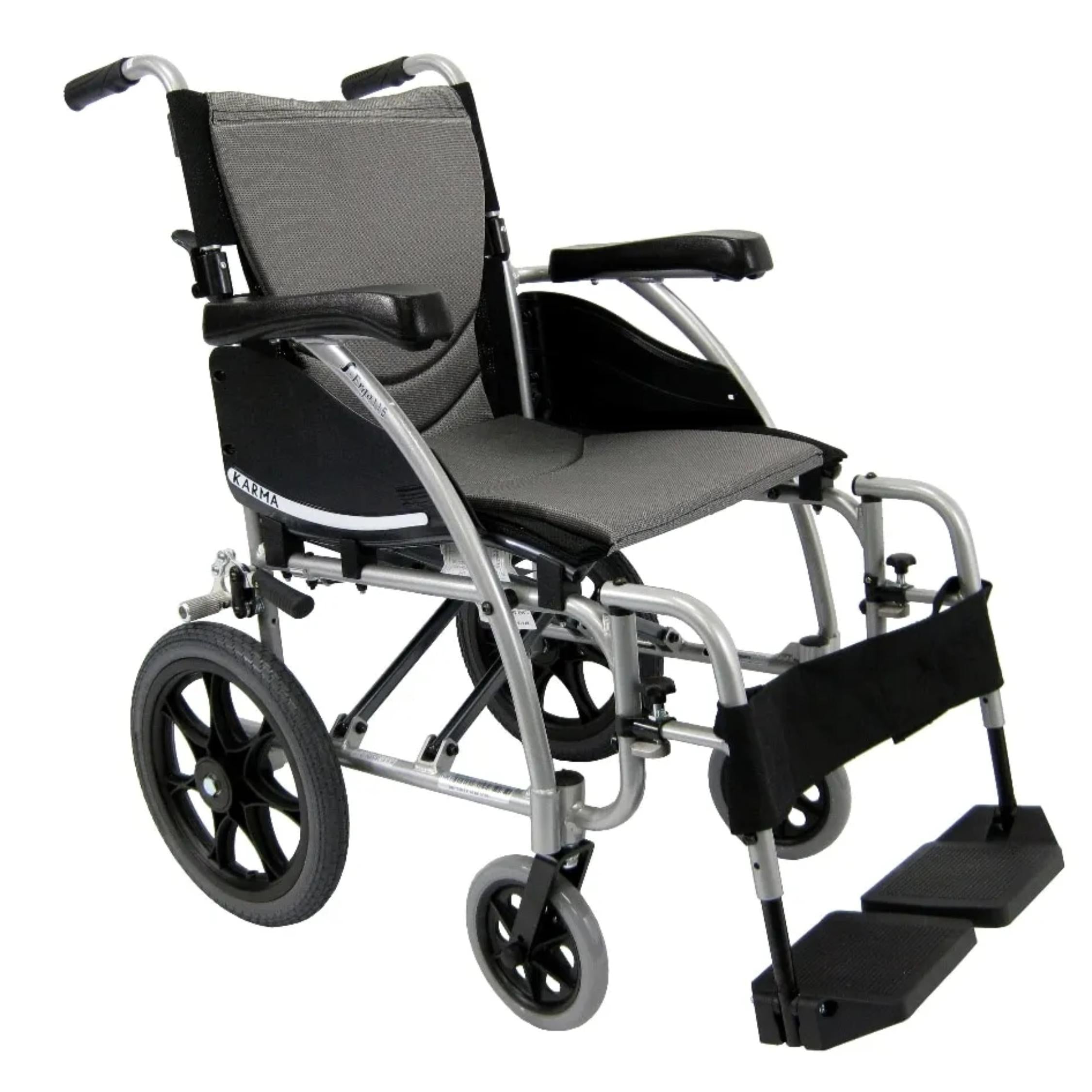 Karman® Ergonomic wheelchair S-ERGO 115 TP 22 Transport Wheelchair in Silver