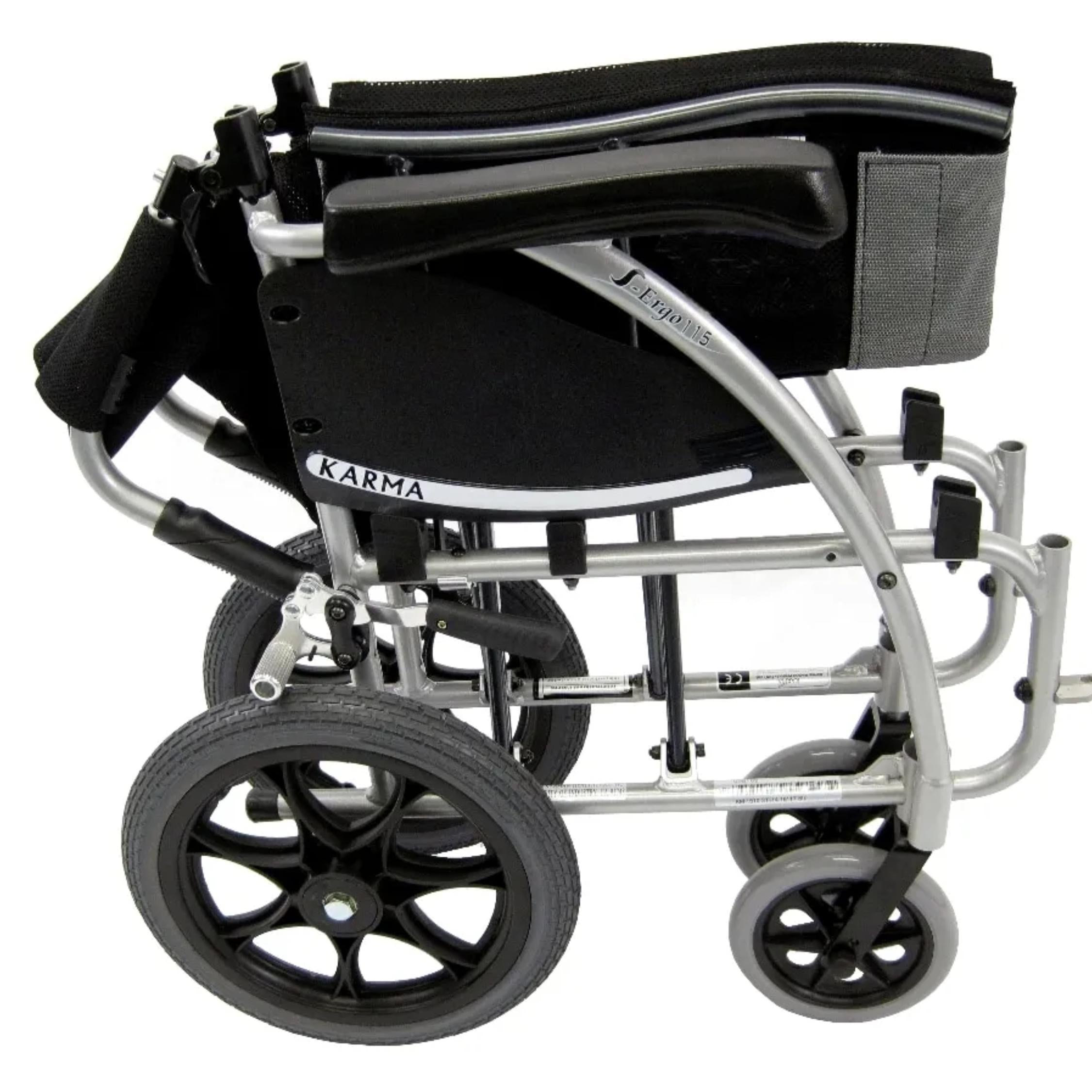 Karman® Ergonomic wheelchair S-ERGO 115 TP 22 Transport Wheelchair in Silver