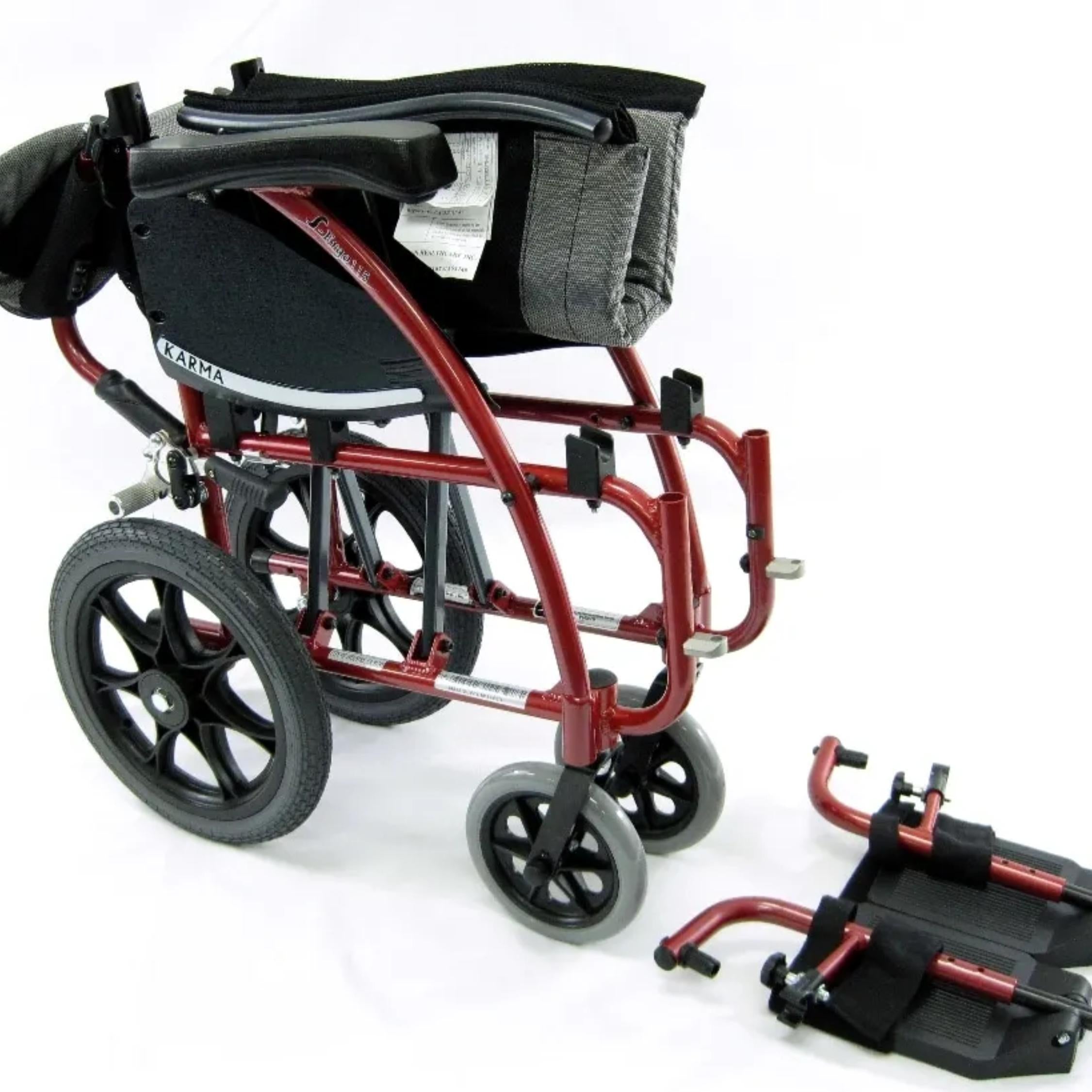 Karman® Ergonomic wheelchair S-ERGO 115 TP 22 Transport Wheelchair in Silver
