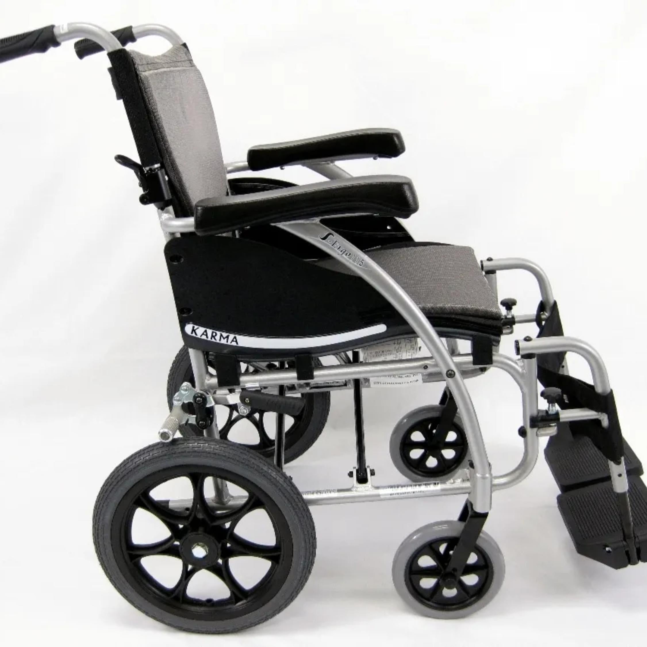 Karman® Ergonomic wheelchair S-ERGO 115 TP 22 Transport Wheelchair in Silver
