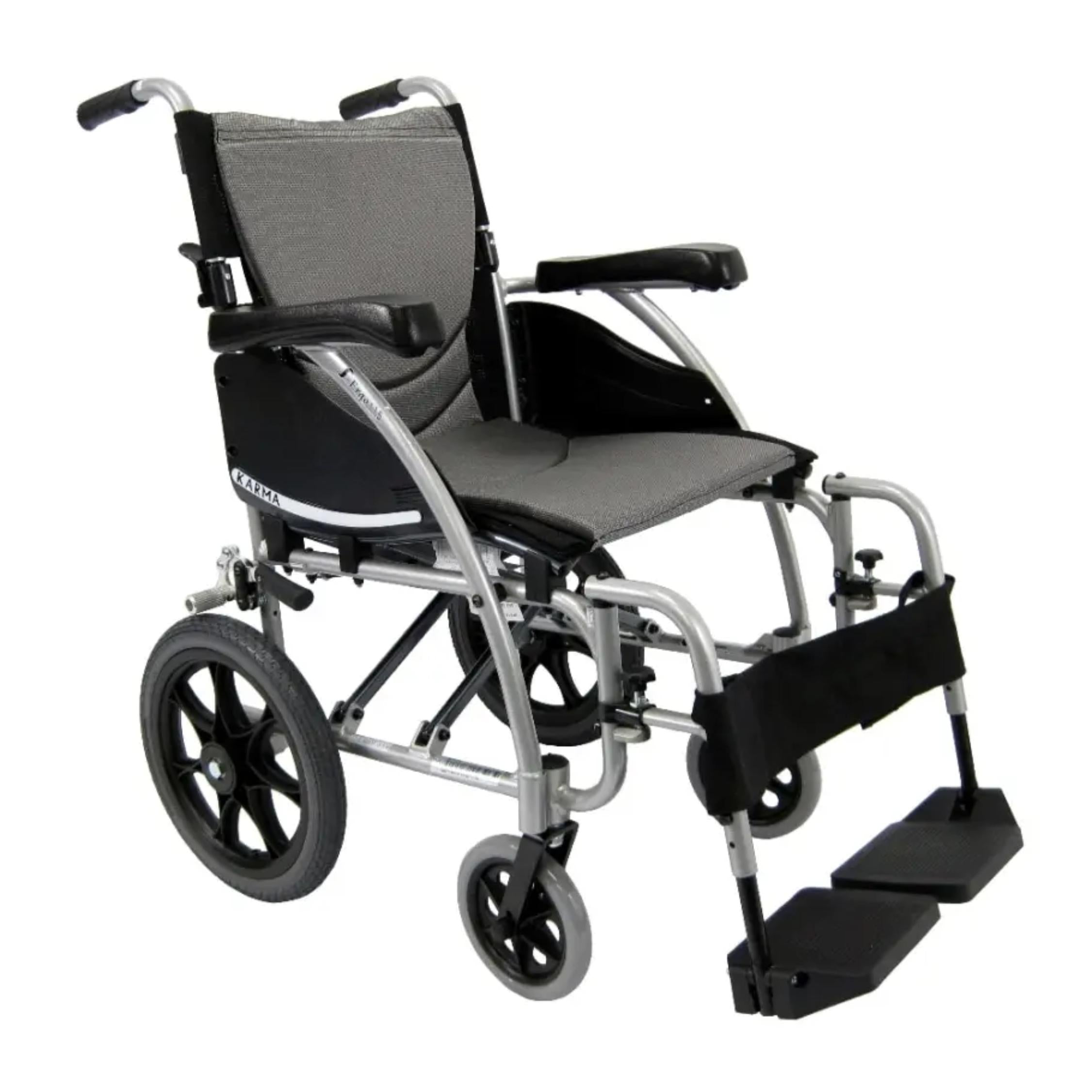 Karman® Ergonomic wheelchair S-ERGO 115 TP 22 Transport Wheelchair in Silver