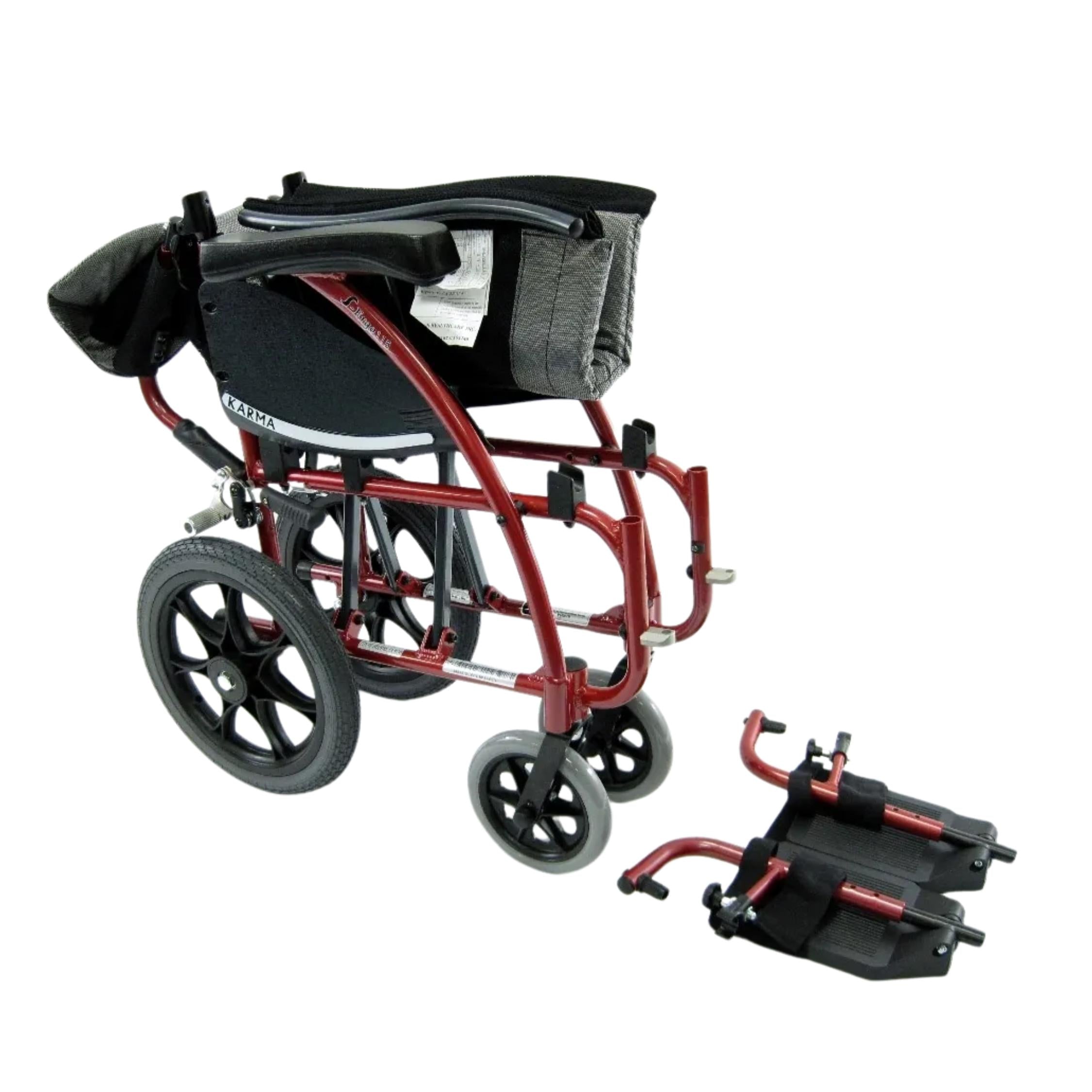 Karman® Ergonomic wheelchair S-ERGO 115 TP 22 Transport Wheelchair in Silver