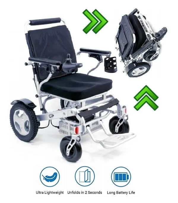 Karman Tranzit Go Electric Wheelchair: Lightweight, Foldable, Brushed Silver or Black