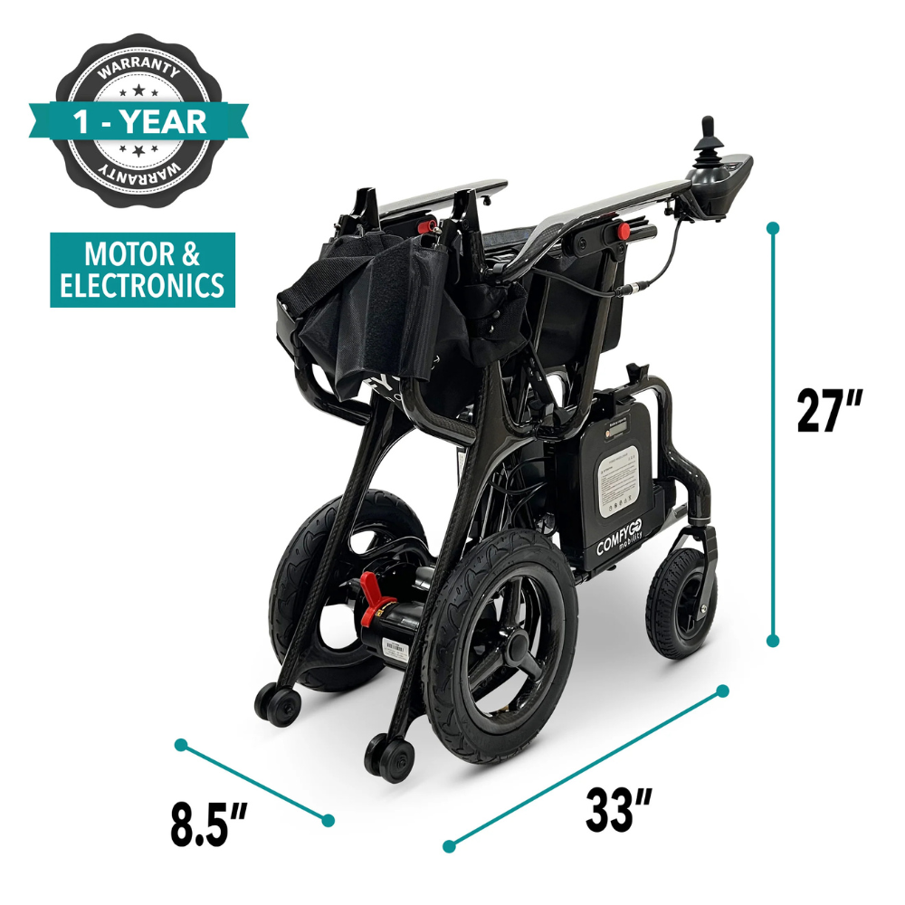 Phoenix Carbon Fiber Electric Travel Wheelchair with 360 Joystick& LCD Display