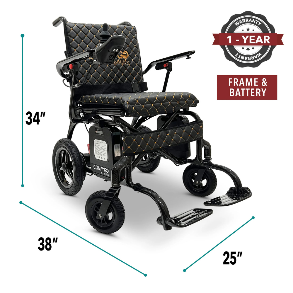 Phoenix Carbon Fiber Electric Travel Wheelchair with 360 Joystick& LCD Display