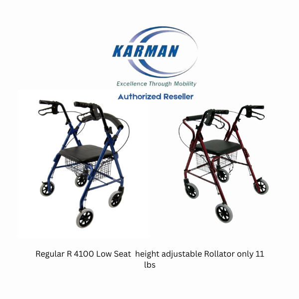 R-4100 Low Seat Rollator Loop Brakes, Padded Seat & Basket