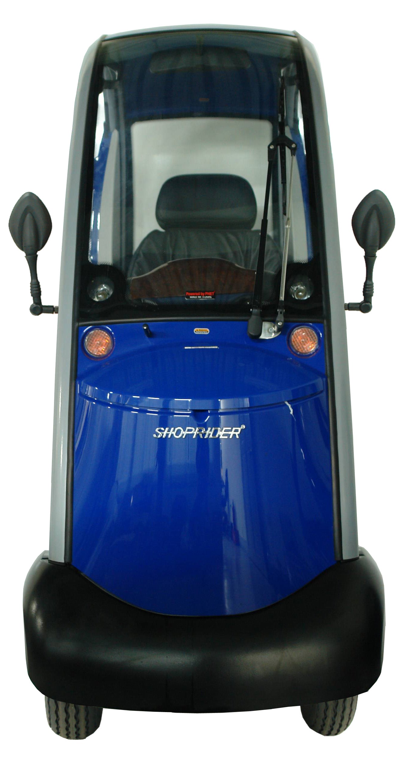 Shoprider® Flagship Cabin Scooter in Royal Blue & Luscious NY Red