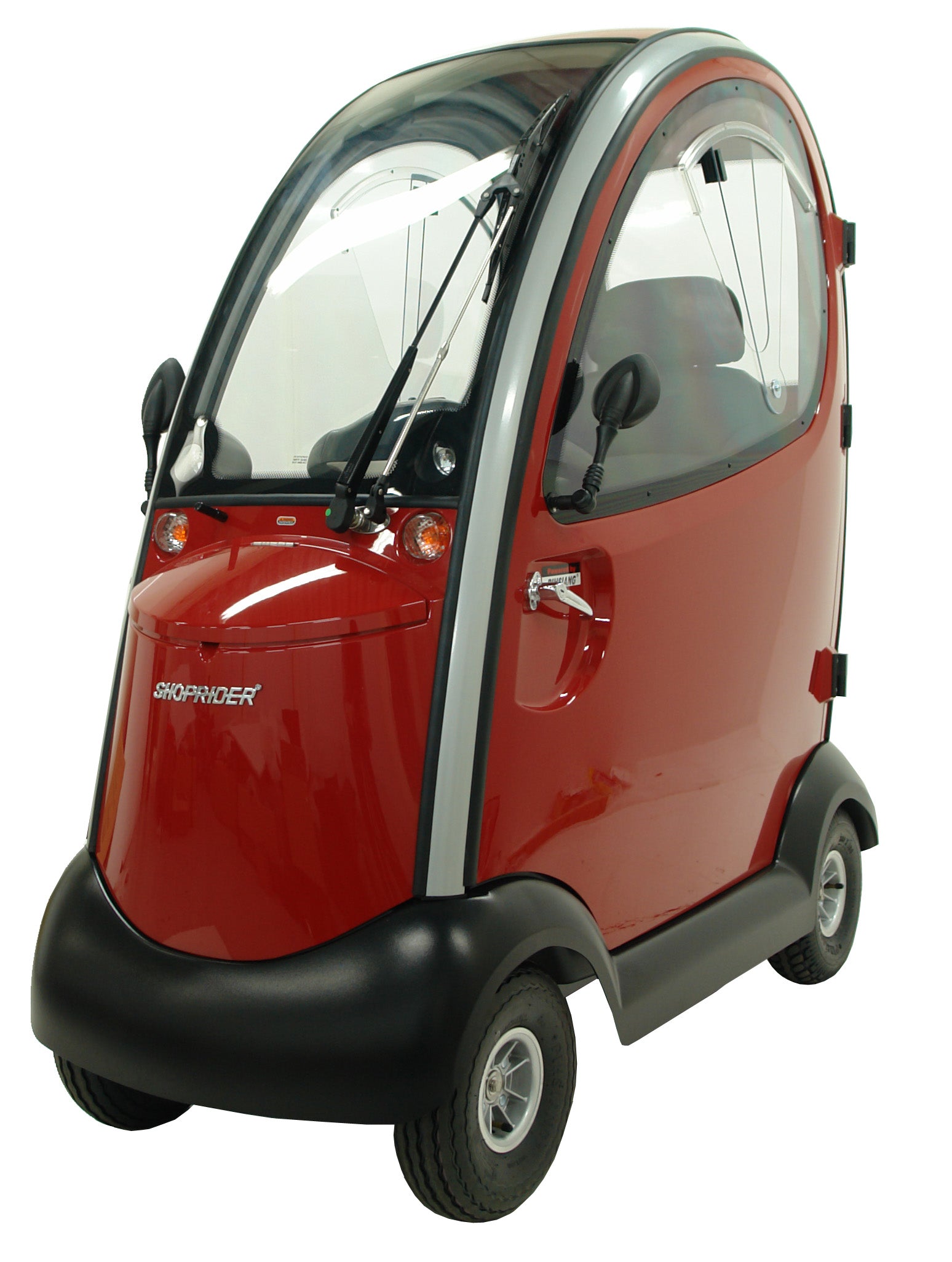 Shoprider® Flagship Cabin Scooter in Royal Blue & Luscious NY Red