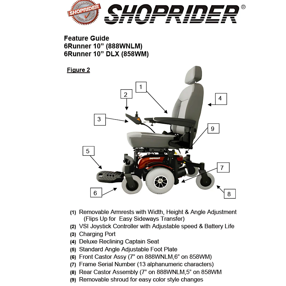 Shoprider® Swing Away Footplate Kit & R/L Pairs for Streamer & 6 Runner 14 Power Chairs