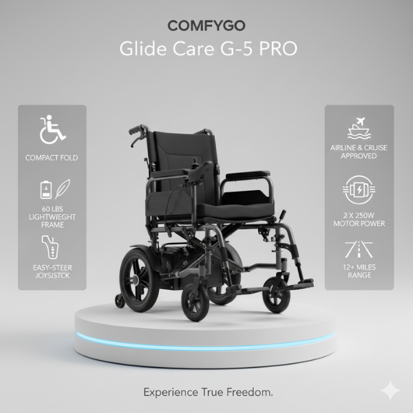 Glide Care G-5 Lightweight Foldable Electric Wheelchair for Adults