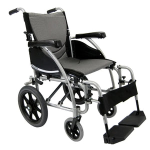 Karman® Ergonomic wheelchair S-ERGO 115 TP 22 Transport Wheelchair in Silver