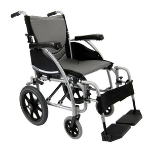 Karman® Ergonomic wheelchair S-ERGO 115 TP 22 Transport Wheelchair in Silver