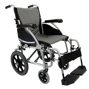 Karman® Ergonomic wheelchair S-ERGO 115 TP 22 Transport Wheelchair in Silver