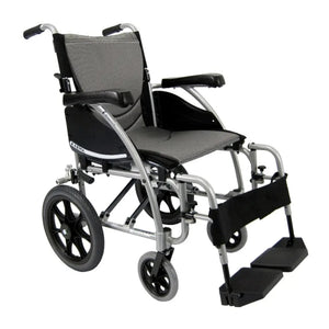 Karman® Ergonomic wheelchair S-ERGO 115 TP 22 Transport Wheelchair in Silver