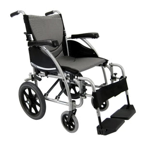 Karman® Ergonomic wheelchair S-ERGO 115 TP 22 Transport Wheelchair in Silver