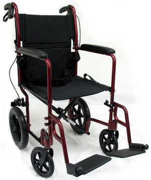 Karman LT-1000HB Lightweight 23lb. Transport Wheelchair  Hand Brakes & Foldable Frame