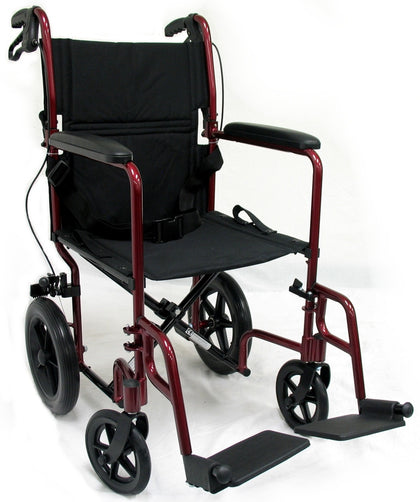 Karman LT-1000HB Lightweight 23lb. Transport Wheelchair  Hand Brakes & Foldable Frame
