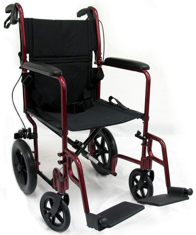 Karman LT-1000HB Lightweight 23lb. Transport Wheelchair  Hand Brakes & Foldable Frame