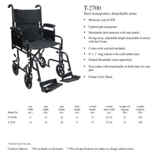 Karman® Transport Wheelchairs T-2700 & T2700N  29 lbs.