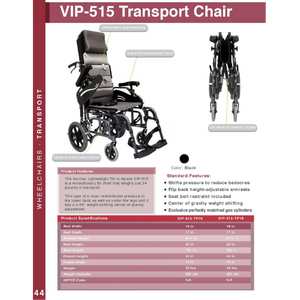 Karman VIP-515 Tilt in Space Folding Wheelchair With Ultra-Light Ergonomic Design