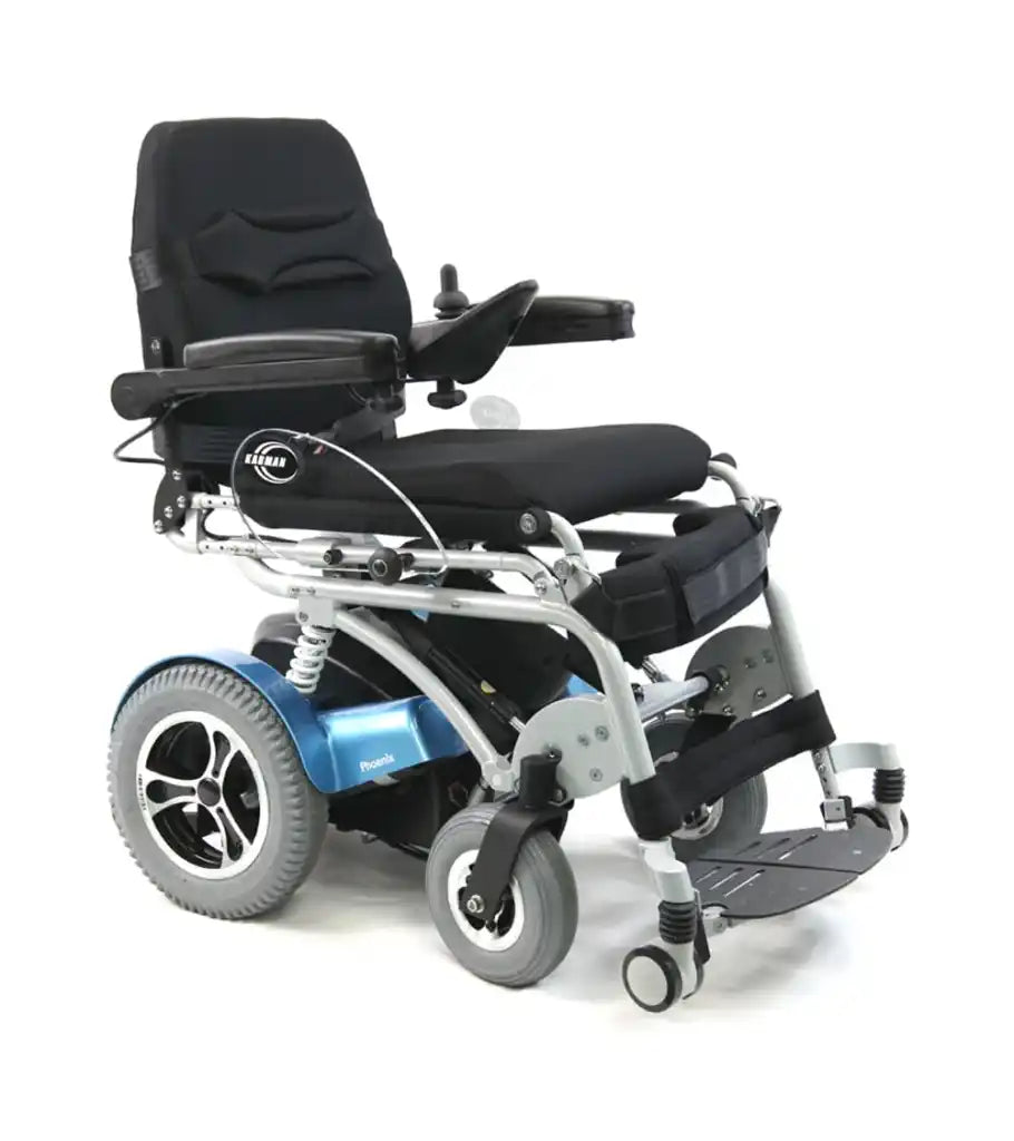 Karman XO-202 Full Power Standing Wheelchair Arctic Blue with Tray
