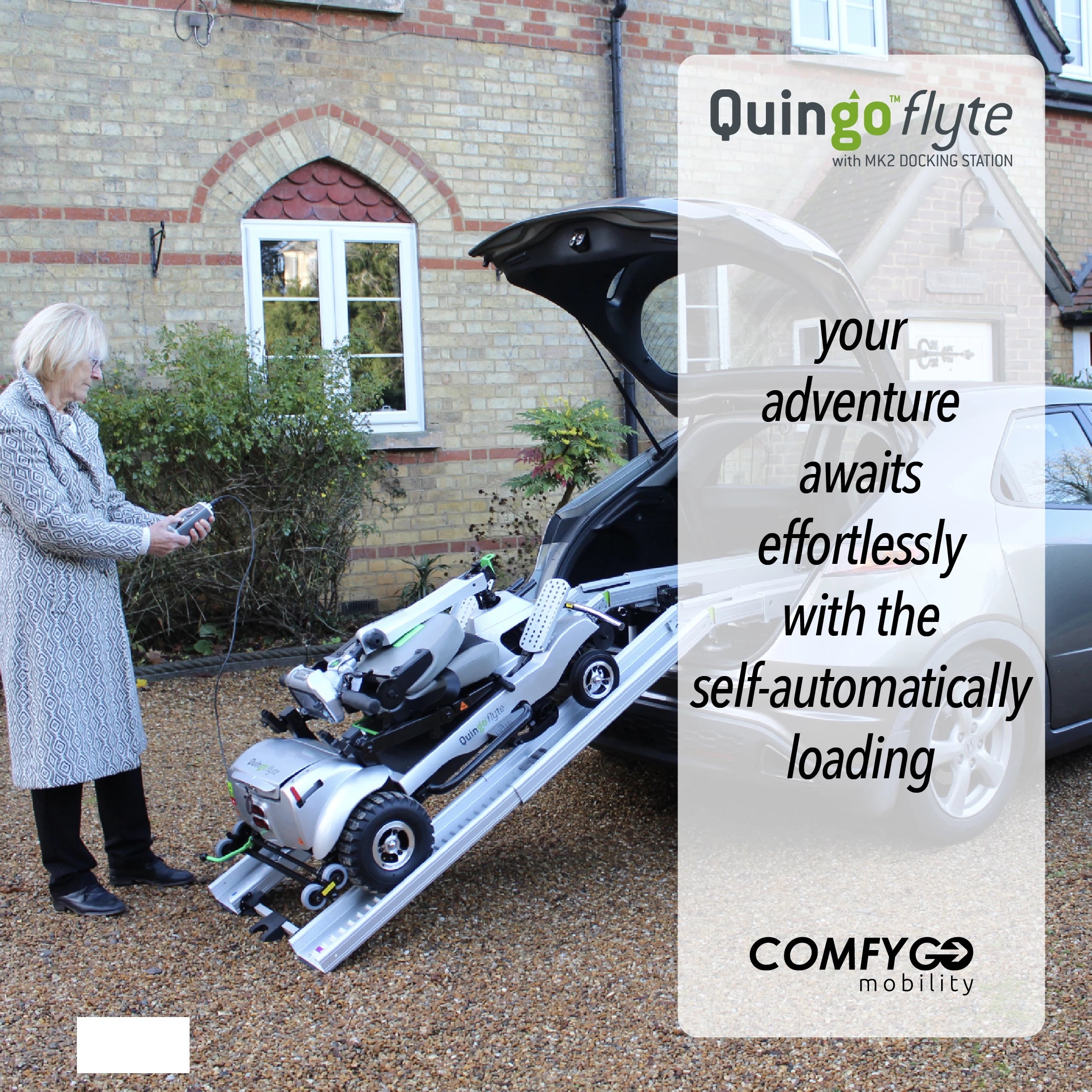 ComfyGO x Quingo Flyte Mobility Scooter with MK2 Self Loading Ramp