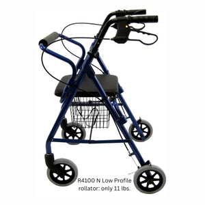 R-4100 Low Seat  Rollator Loop Brakes, Padded Seat & Basket
