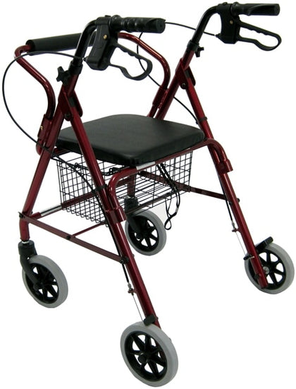 R-4100 Low Seat  Rollator Loop Brakes, Padded Seat, & Basket