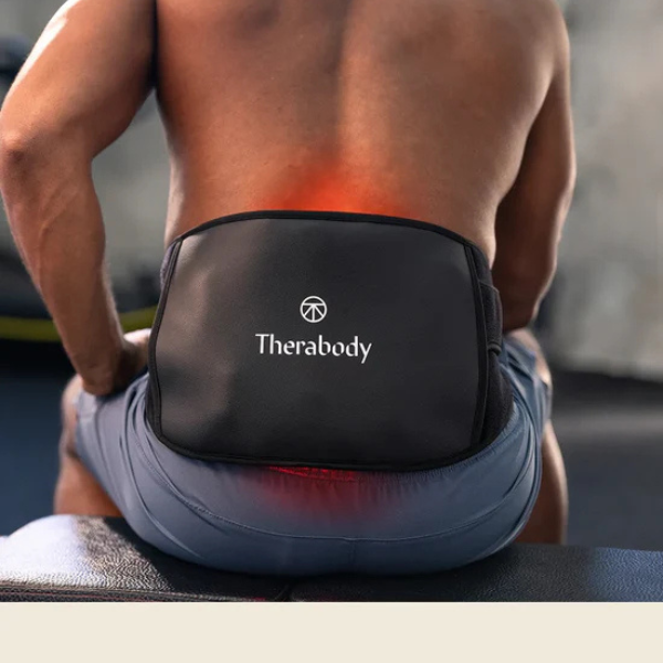 ThermBack LED wrap delivering infrared therapy to lower back while seated-SKU- RT0004289-1A10
