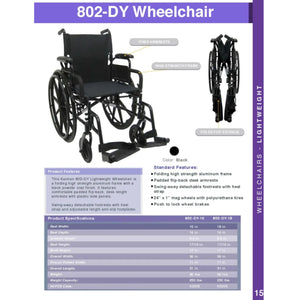 Ultra Lightweight Wheelchair with Flip Back Armrest 802-DY 30lb